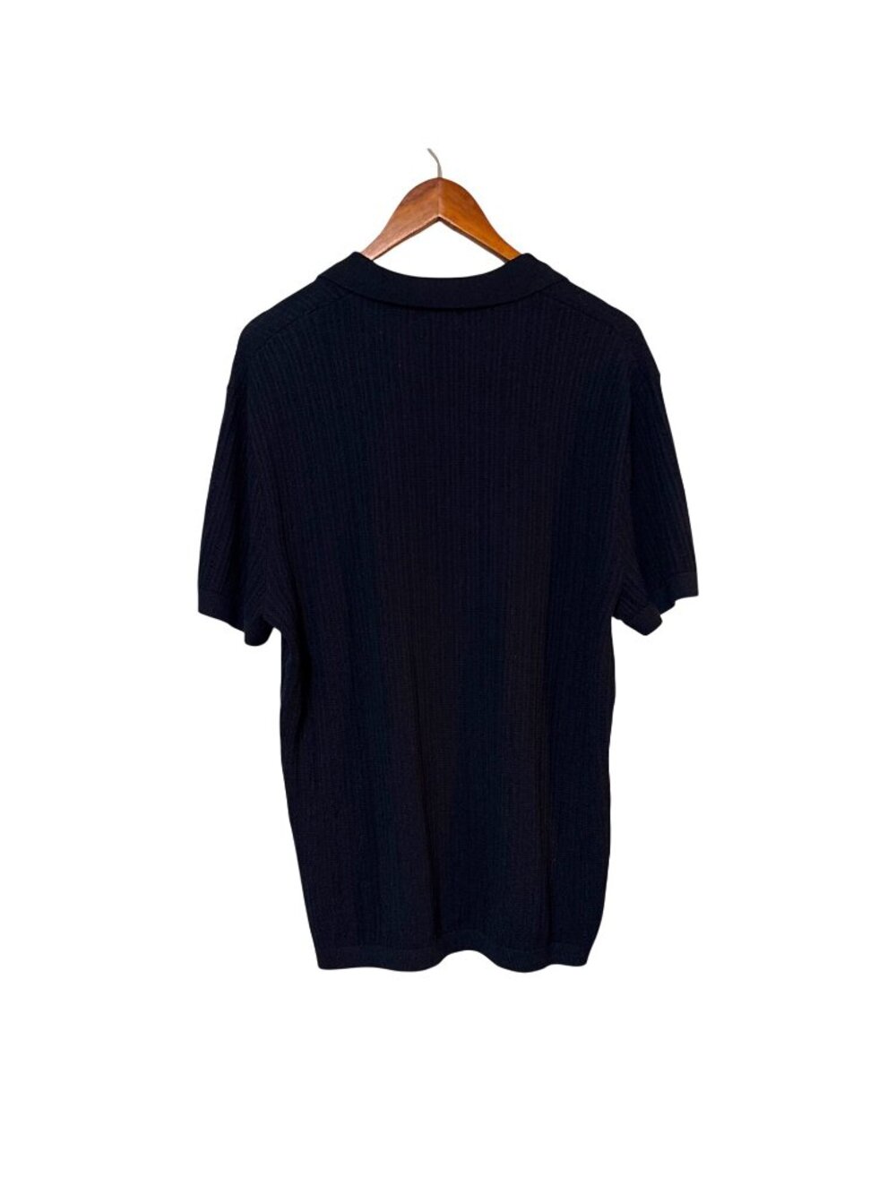 H&M Navy Regular Fit Cotton Knit V-Neck Short Sleeve Sweater Womens Size M - Picture 5 of 7